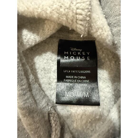 Disney Mickey Mouse Hoodie Mens Medium Gray Pullover Sweatshirt Cartoon Graphic - Picture 2 of 6